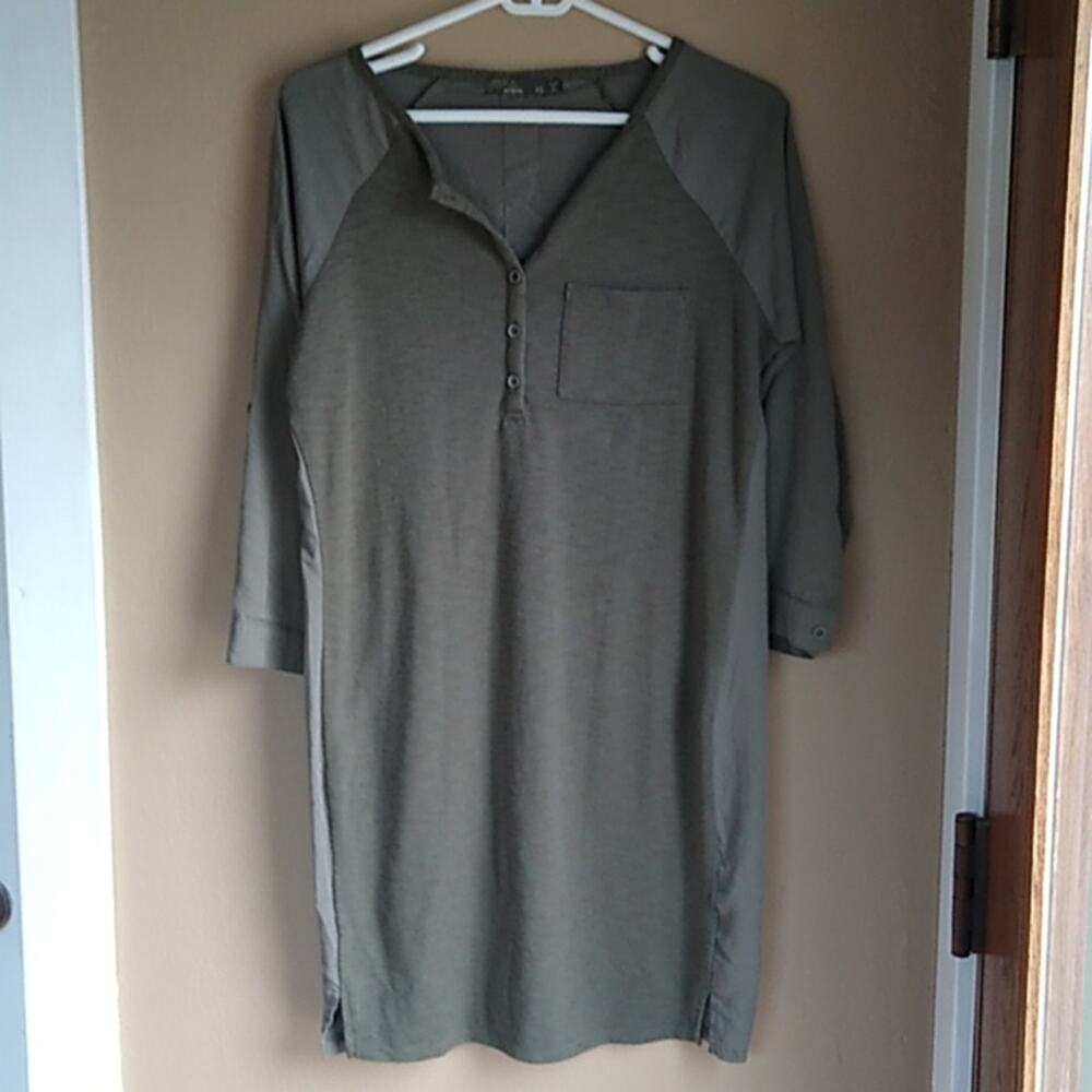 Prana Tunic midi T Shirt Dress Arm Green XS